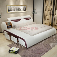 Leheju double Bed Tatami bed first layer leather