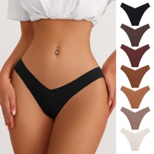 Seamless Traceless Silk V Shaped Tanga Panties Underwear Women Sexy G-string Thong For Ladies