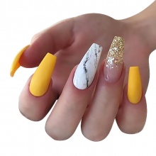 False nail tips with marble nail art design