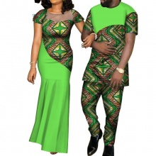 Africa Traditional Couple Clothing Wedding Women Dress and Men Shirts