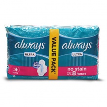 ALWAYS ULTRA THIN LONG SANITARY PAD 16 PADS VALUE PACK