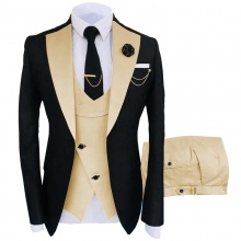 Slim fit groom wedding business tuxedo formal gentleman 3 pieces blazer designs for set men suits