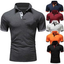 Men Polo Shirt Short Sleeve Casual Slim-fit Cotton Tee Top