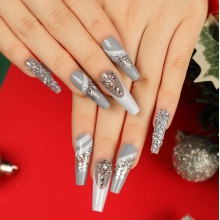 Christmas red false fake artificial nails 