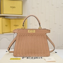 Fendi Peekaboo ISeeU Small Burgundy braided leather bag